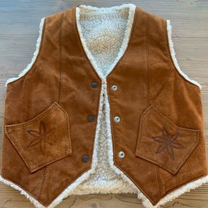 Vintage Cropped Sherpa and Suede Vest